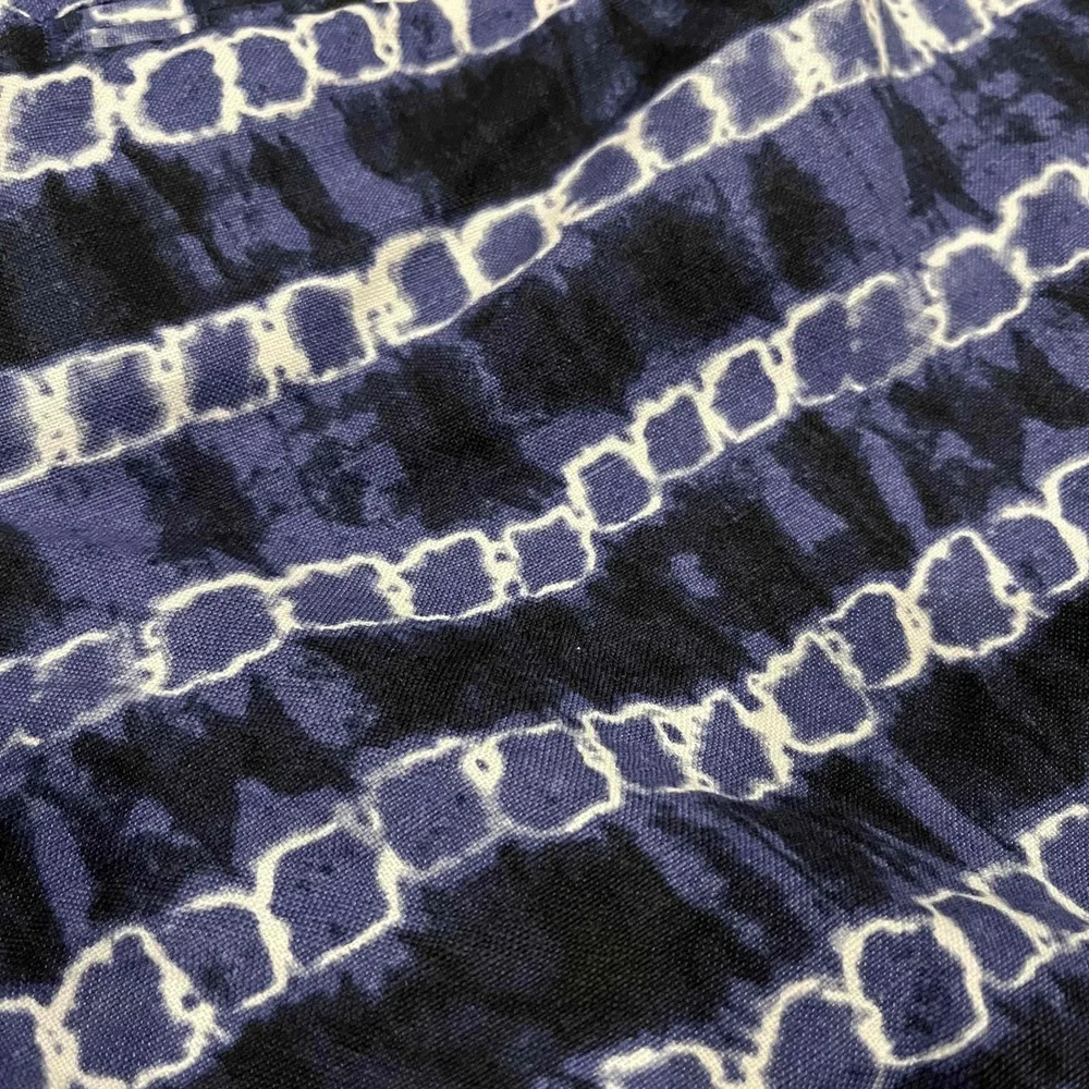 J Crew Blue White Shorts Linen Cotton Tie Dye Geo Pattern Zip Hook Closure Sz 12